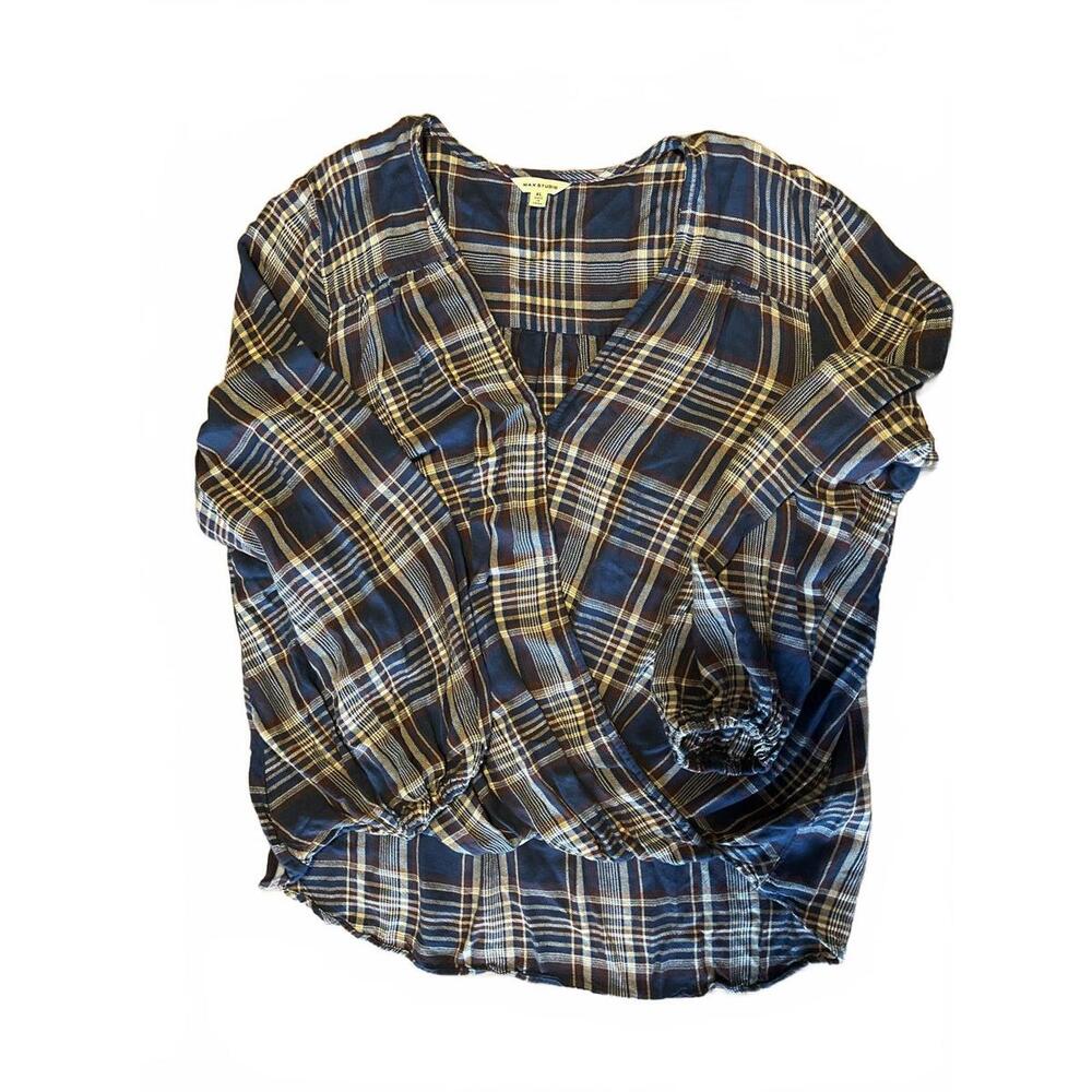 Max Studio Women's Plaid Wrap Top XL